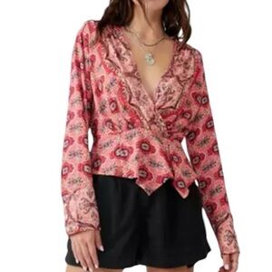 New FREE PEOPLE Falling for You Hibiscus Top Small S